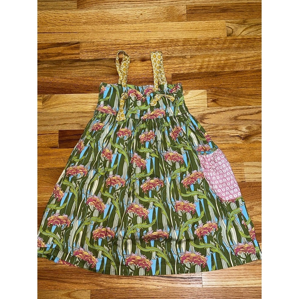 Matilda Jane Sz 4 Hotline Fresh Yama Knot Dress Green Pink Floral Pocket CUTE
